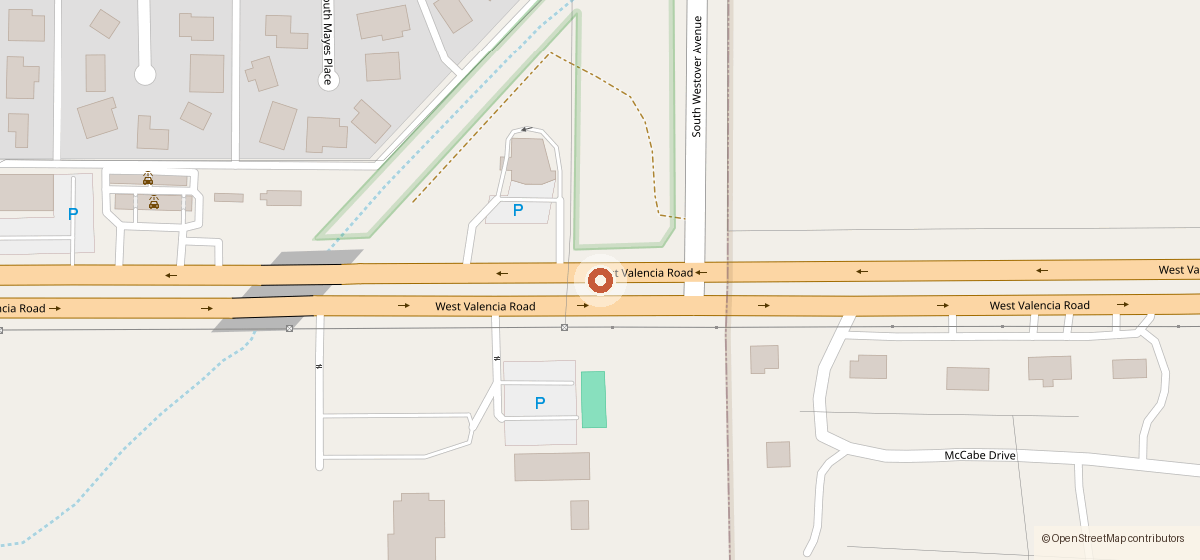 Map showing the location of Rocky Point Drive Thru, 2526 W. Valencia Road, Tucson