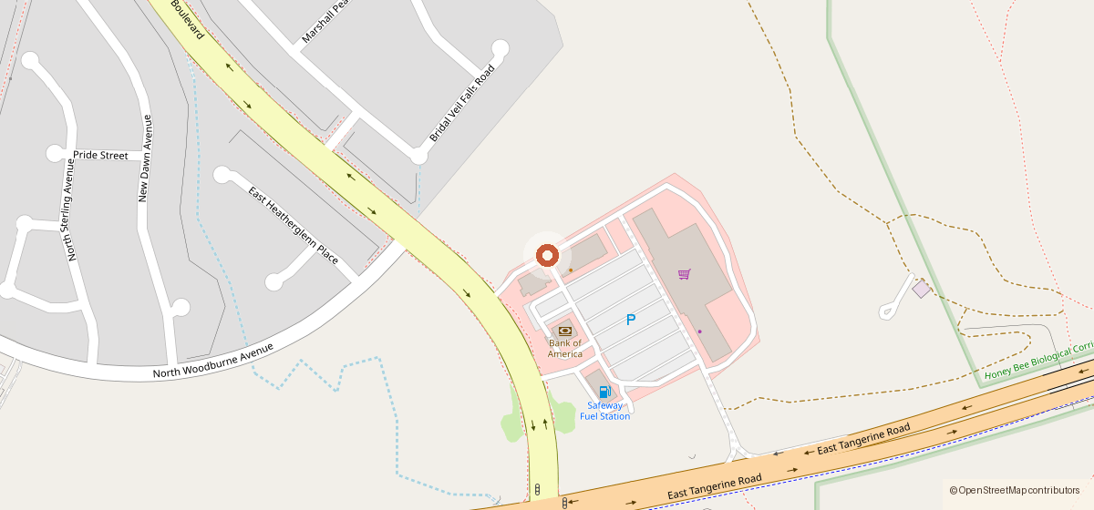 Map of Rancho Vistoso Boulevard at the Safeway plaza, the approximate location of the proposed traffic signal