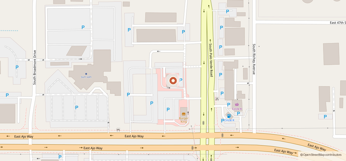 Map showing the location of AZ SANDWICH CO. #6, 3760 S PALO VERDE RD #100, TUCSON AZ 85713