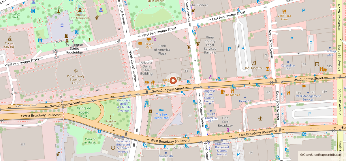 Map showing the location of Fox Tucson Theatre - bar, 17 W Congress St, Tucson AZ 85701