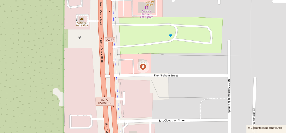 Map showing the location of Hungry Howies #1855, 16054 N Oracle Rd, Tucson AZ 85739