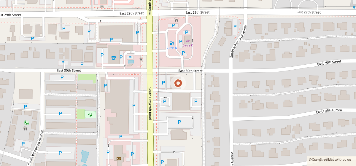 Map showing the location of Kuzina & Co. LLC, 2001 S Craycroft Rd, Tucson AZ 85711