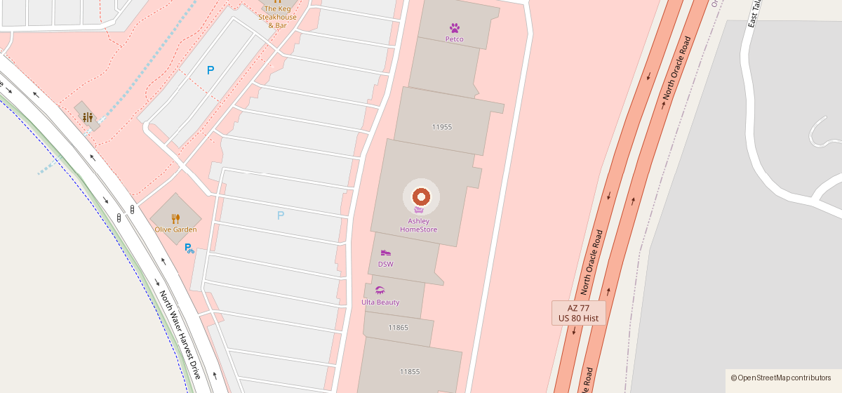 Map showing the location of Mountainside Fitness, 11935 N Oracle Rd, Oro Valley AZ 85737