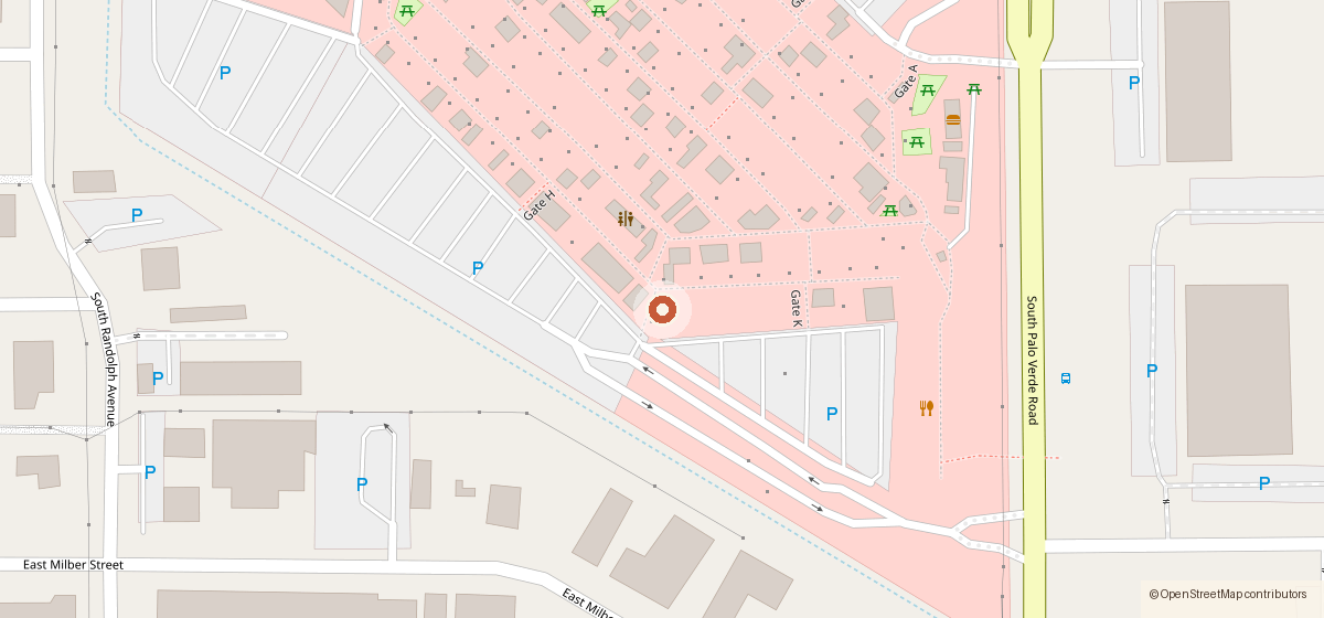 Map showing the location of Pa Que Te Llenes, 4100 S Palo Verde Rd, Tucson AZ 85714