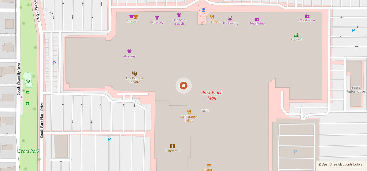 Map showing the location of Panera Bread, 5870 E Broadway Blvd #148, Tucson AZ 85711