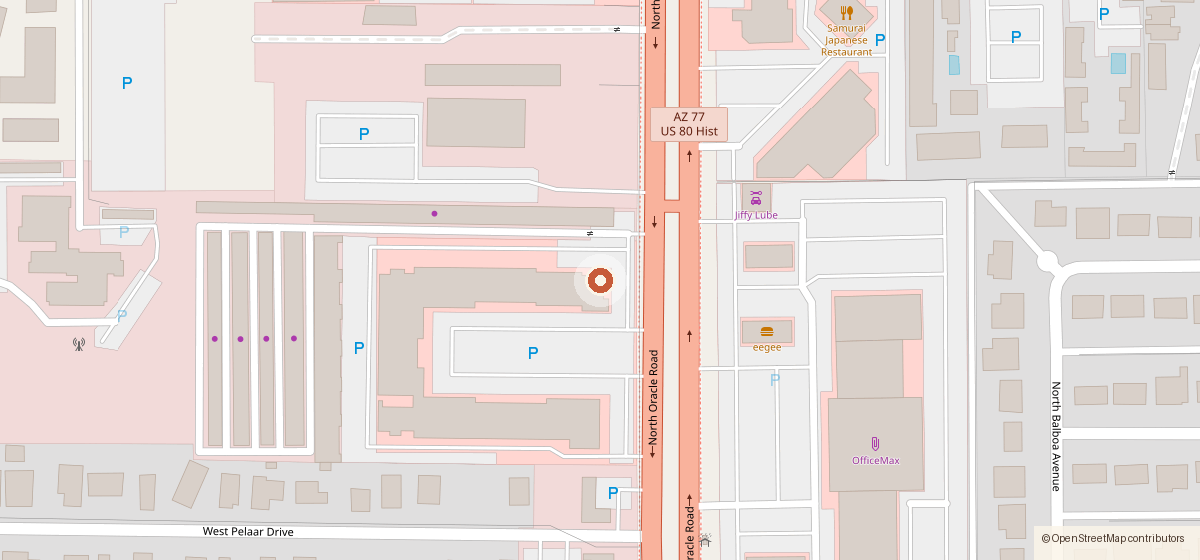 Map showing the location of Sacred Hand Beer Co, 3895 N Oracle Rd, Tucson AZ 85705