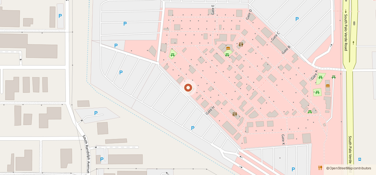 Map showing the location of SHAVED ICE SALOON - Main/Pink Building, 4100 S PALO VERDE RD, TUCSON AZ 85714