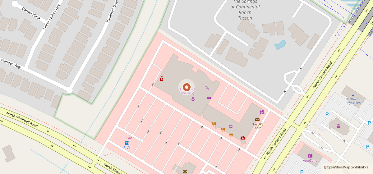 Map showing the location of Supreme Produce @ Fry's #57, 7870 N Silverbell Rd, Tucson AZ 85743