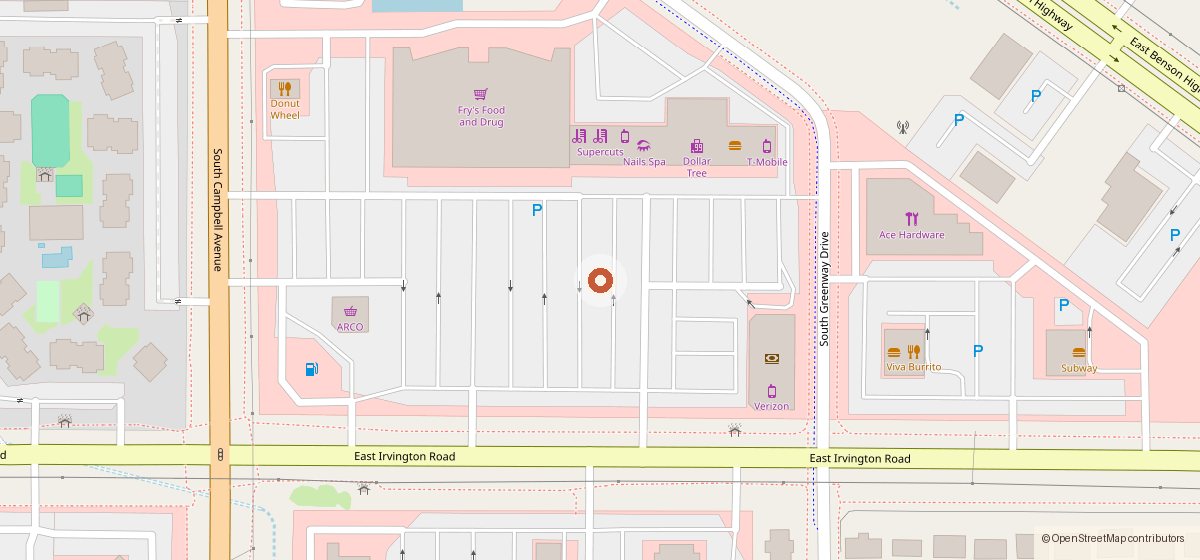 Map showing the location of Supreme Produce @ Fry's #58, 2001 E Irvington Rd, Tucson AZ 85714