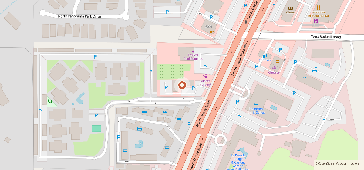 Map showing the location of The Ottoman Kitchen LLC. DBA: ANATOLIA RESTAURANT, 5931 N Oracle Rd, Tucson AZ 85704