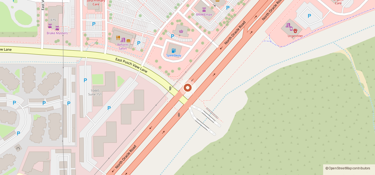 Map showing the location of 7-Eleven #43032A, 10505 N. Oracle Rd, Oro Valley