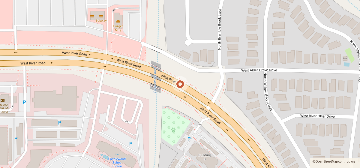 Map showing the location of Barro's Pizza, 1970 W. River Road, No. 100, Tucson