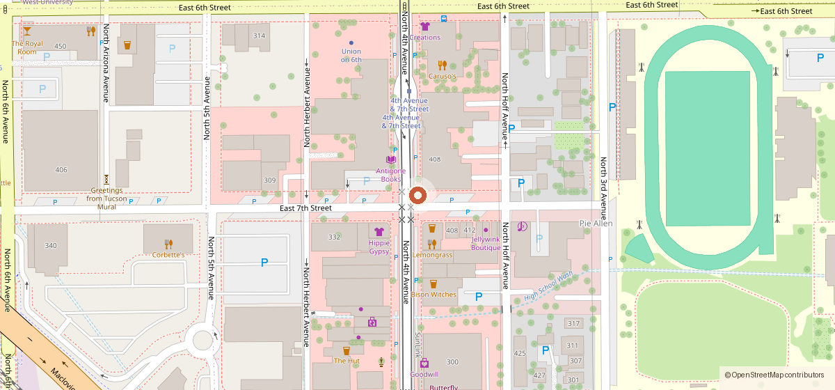 Map showing the location of Bawker Bawker, 400 N. 4th Ave., Tucson