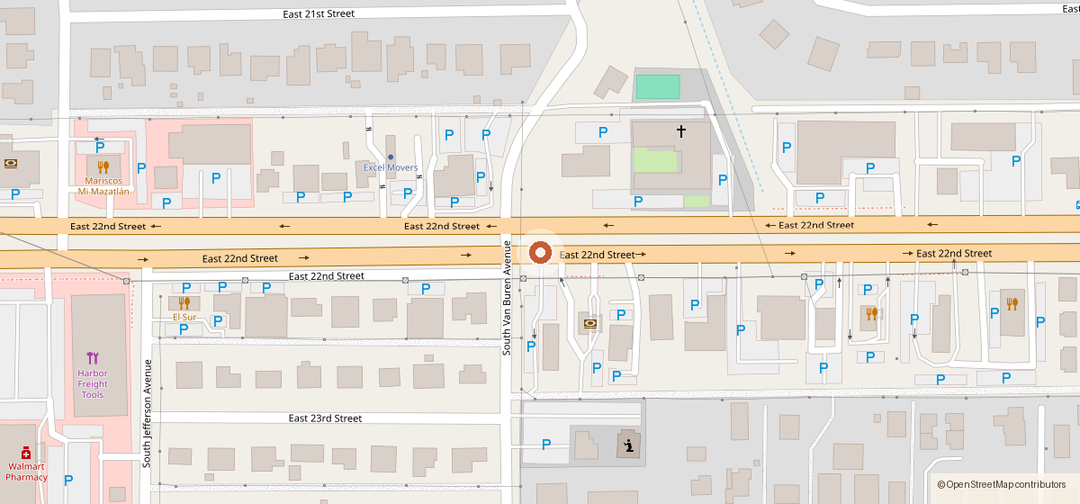 Map showing the location of Catrina's, 5754 E. 22nd St., Tucson