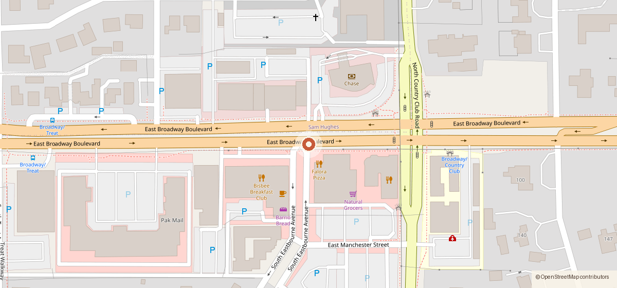 Map showing the location of Falora, 3000 E. Broadway Blvd., Tucson