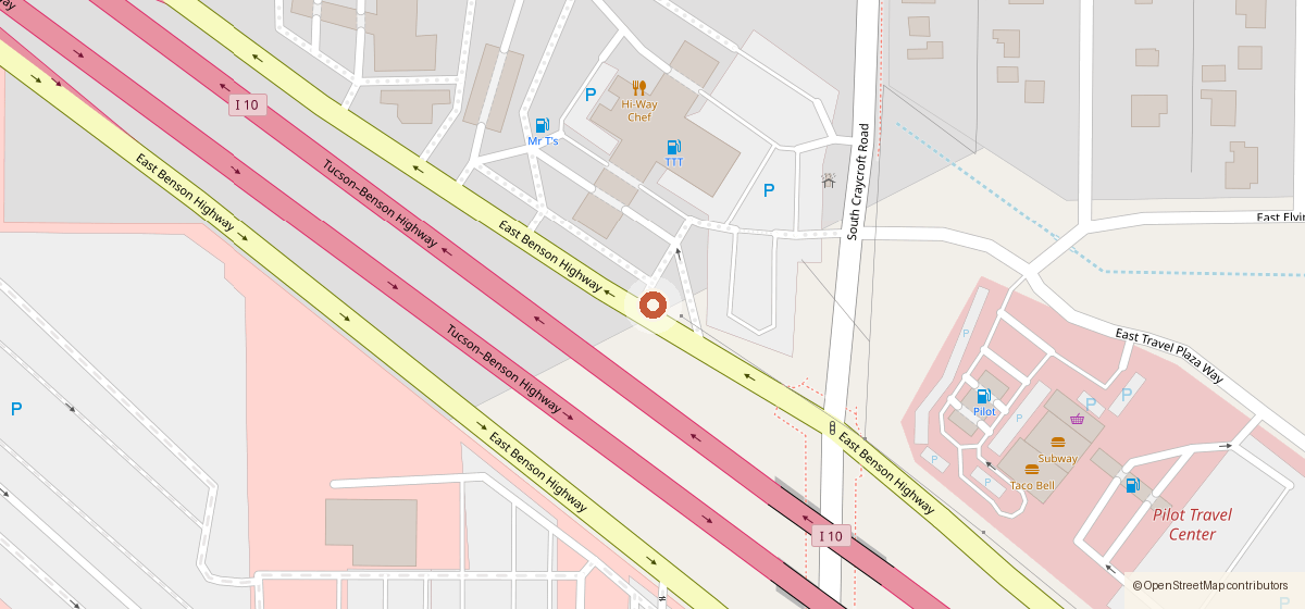 Map showing the location of Omar's Hi-Way Chef Restaurant, 5451 E. Benson Highway, Tucson