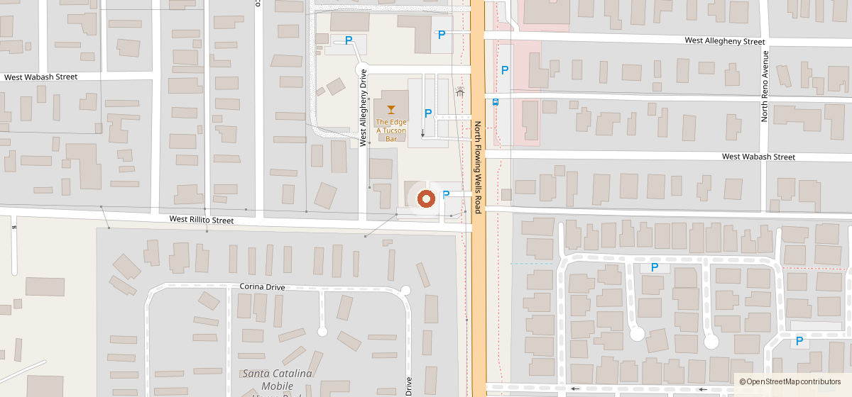 Map showing the location of Quick Mart, 4611 N. Flowing Wells Road, Tucson