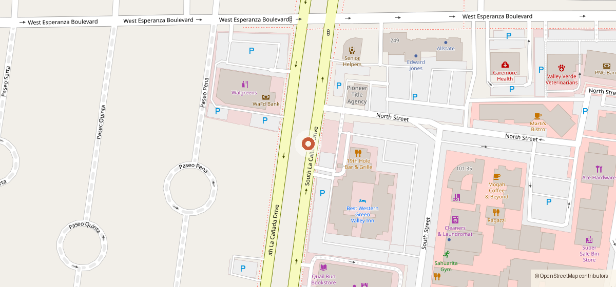 Map showing the location of Ragazzi Northern Italian Cuisine, 101 S. La Canada Drive, No. 51, Green Valley