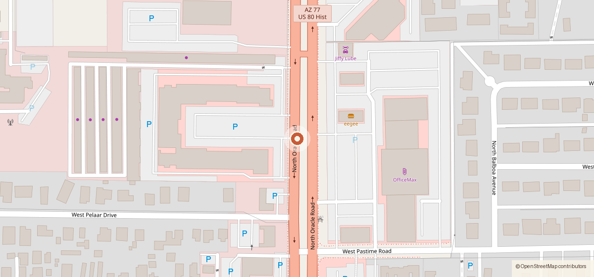 Map showing the location of Sacred Hand Beer Co, 3895 N. Oracle Rd. Ste A & B, Tucson