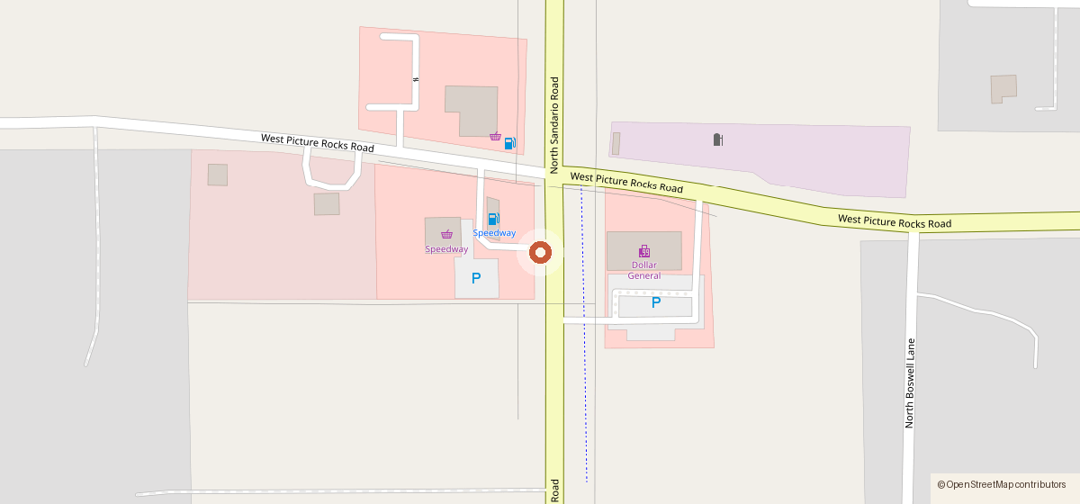 Map showing the location of Speedway No. 2983, 6777 N. Sandario Road