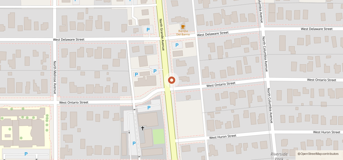 Map showing the location of Tortillas Chiwas, 914 N. Grande Avenue