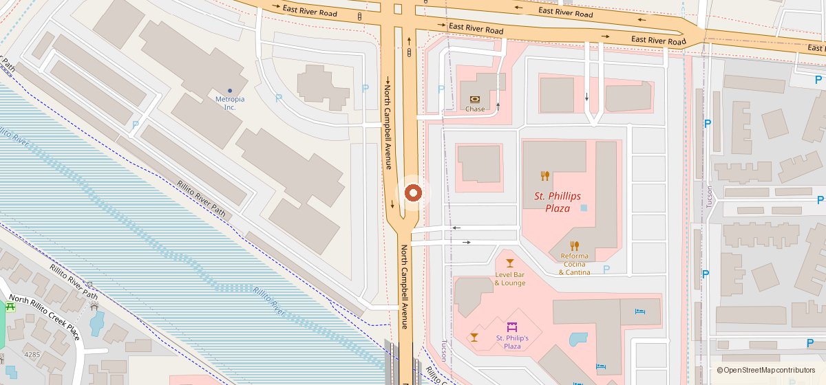 Map showing the location of Union Public House, 4340 N. Campbell Avenue, Nos. 101, 102, 103 and 104, Tucson